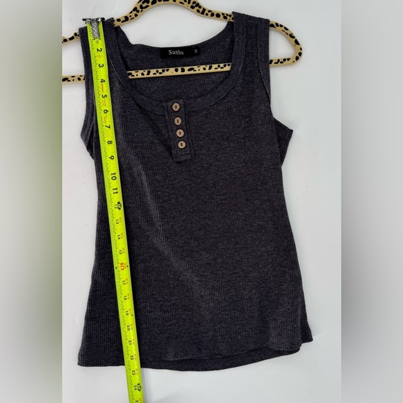 Sunbs Women's Dark Gray Ribbed Button Front Tank Top - Picture 5 of 8